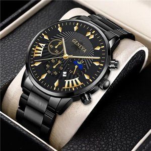 Sports Watch Waterproof Mens Quartz Watch Stainless Steel Classic Wristwatch